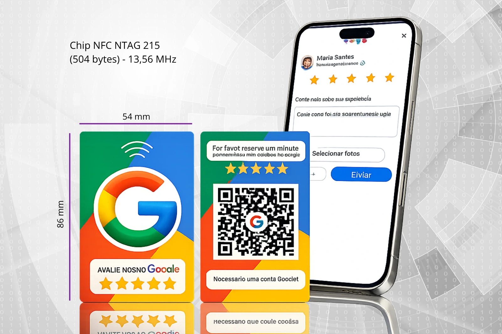 Cartão NFC CardX - frente e verso