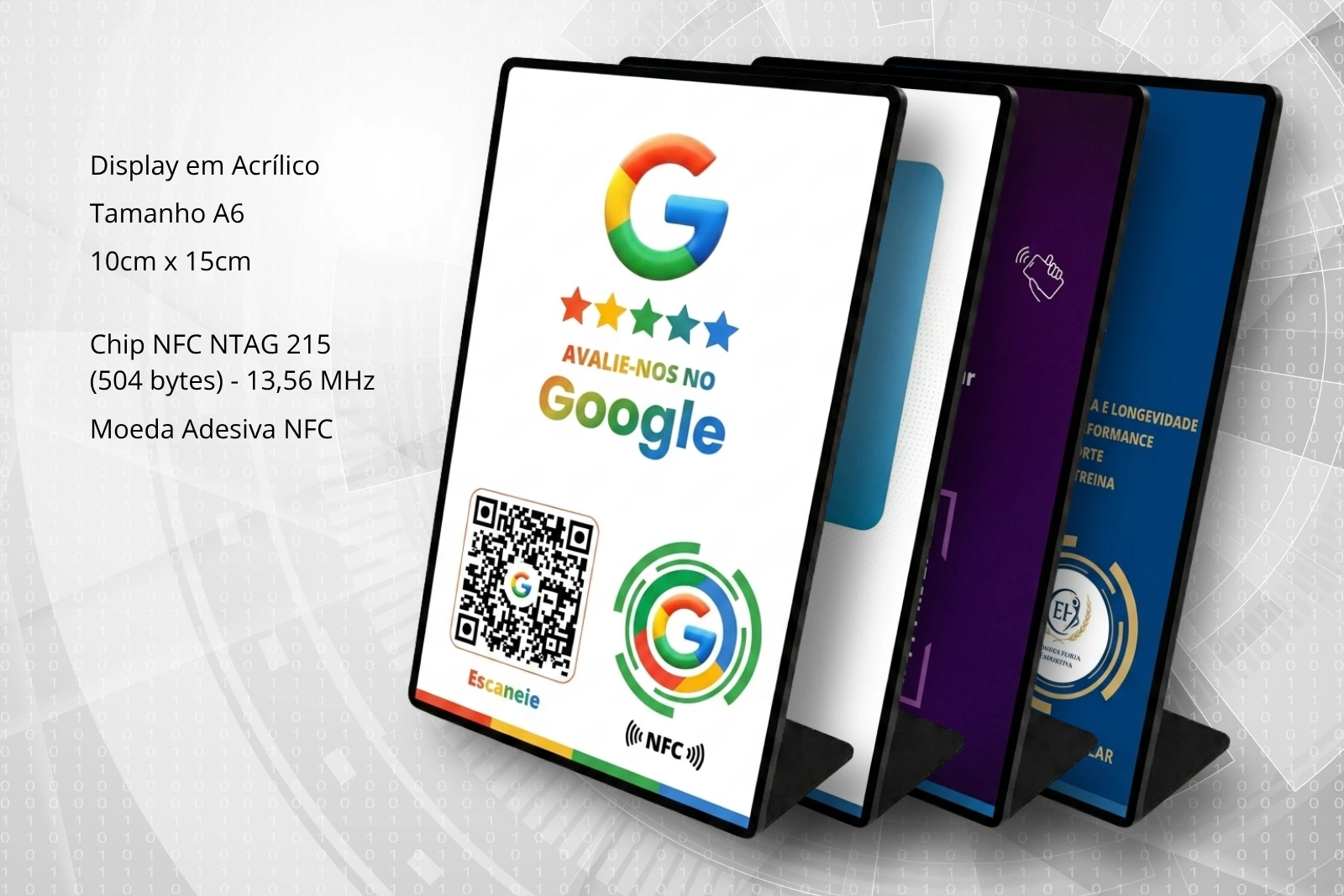 Display de balcão acrílico A6 com NFC