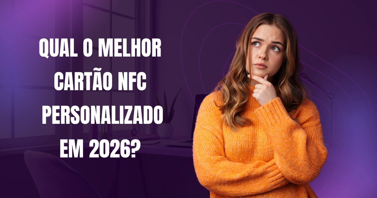 Ilustração explicando a tecnologia NFC e sua aplicação em cartões de visita