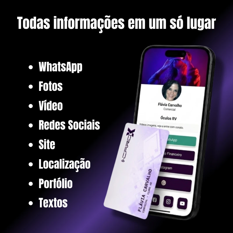 Exemplo de cartão de visita digital aberto no celular