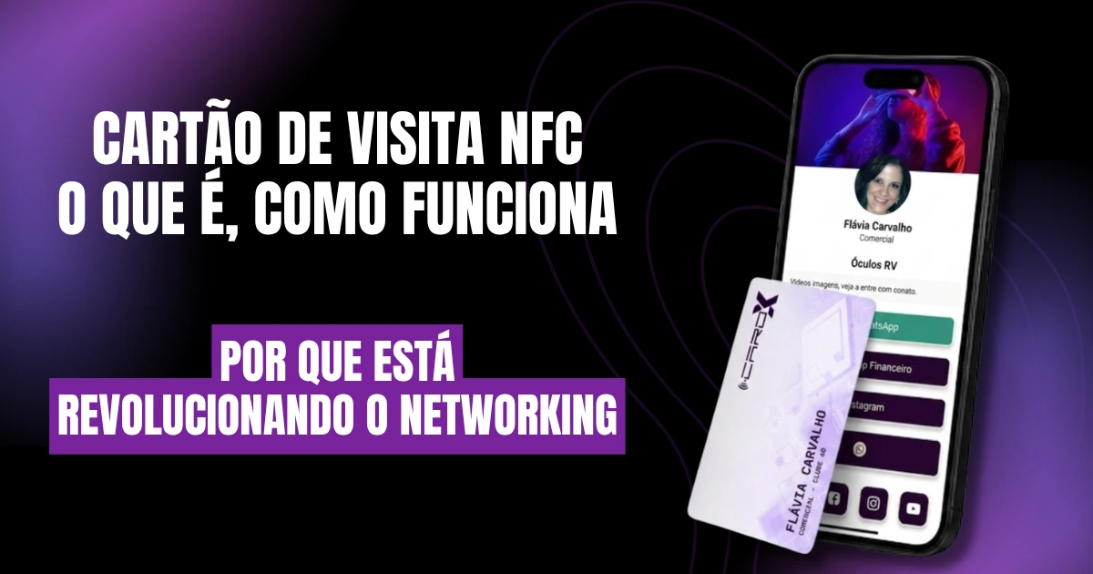 Cartão NFC sendo aproximado de um celular para compartilhar contato