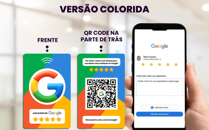 Teste do cartão NFC para avaliações Google no celular