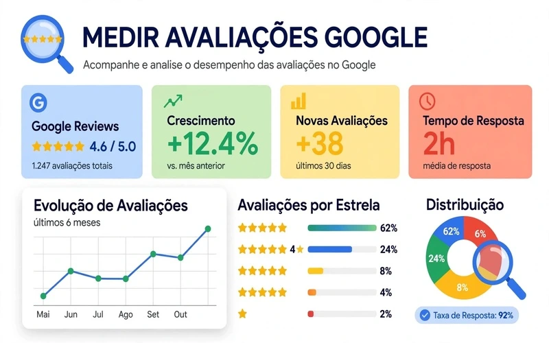 Painel de métricas para acompanhar avaliações no Google em planilha