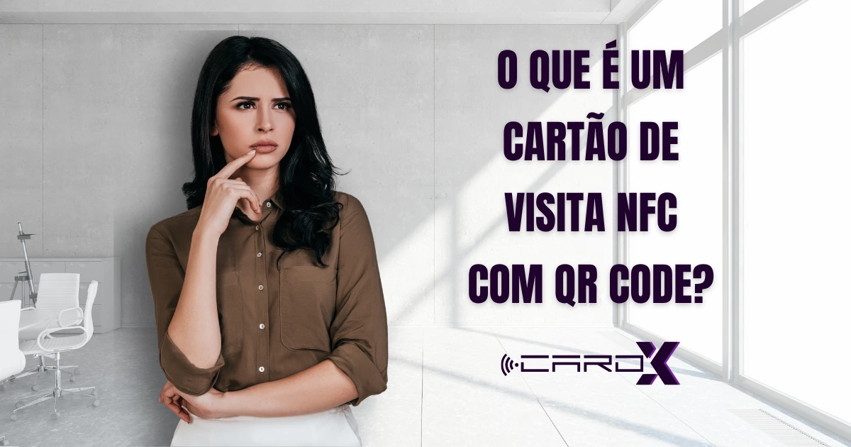 Ilustração explicando a tecnologia NFC e sua aplicação em cartões de visita