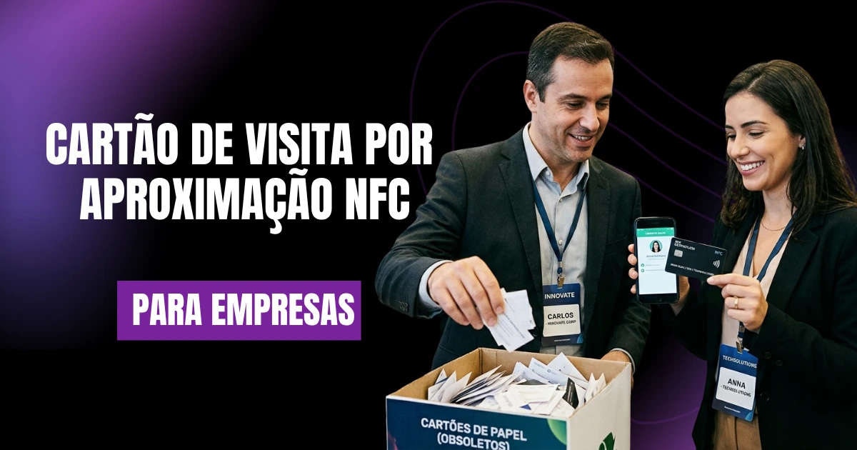 Cartão de visita por aproximação NFC sendo usado em um ambiente corporativo