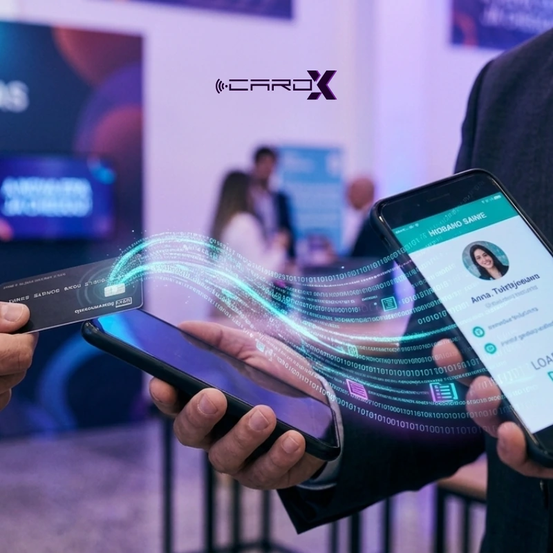 Perfil digital empresarial com botões de contato