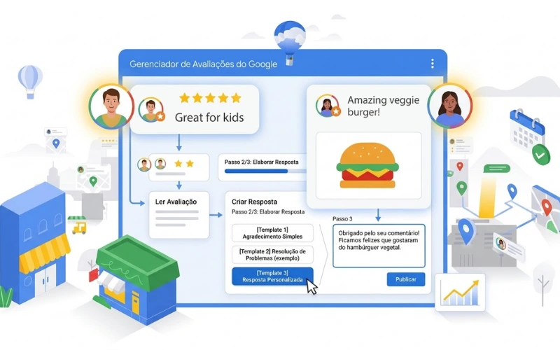 Botão responder avaliação no painel do Google Meu Negócio
